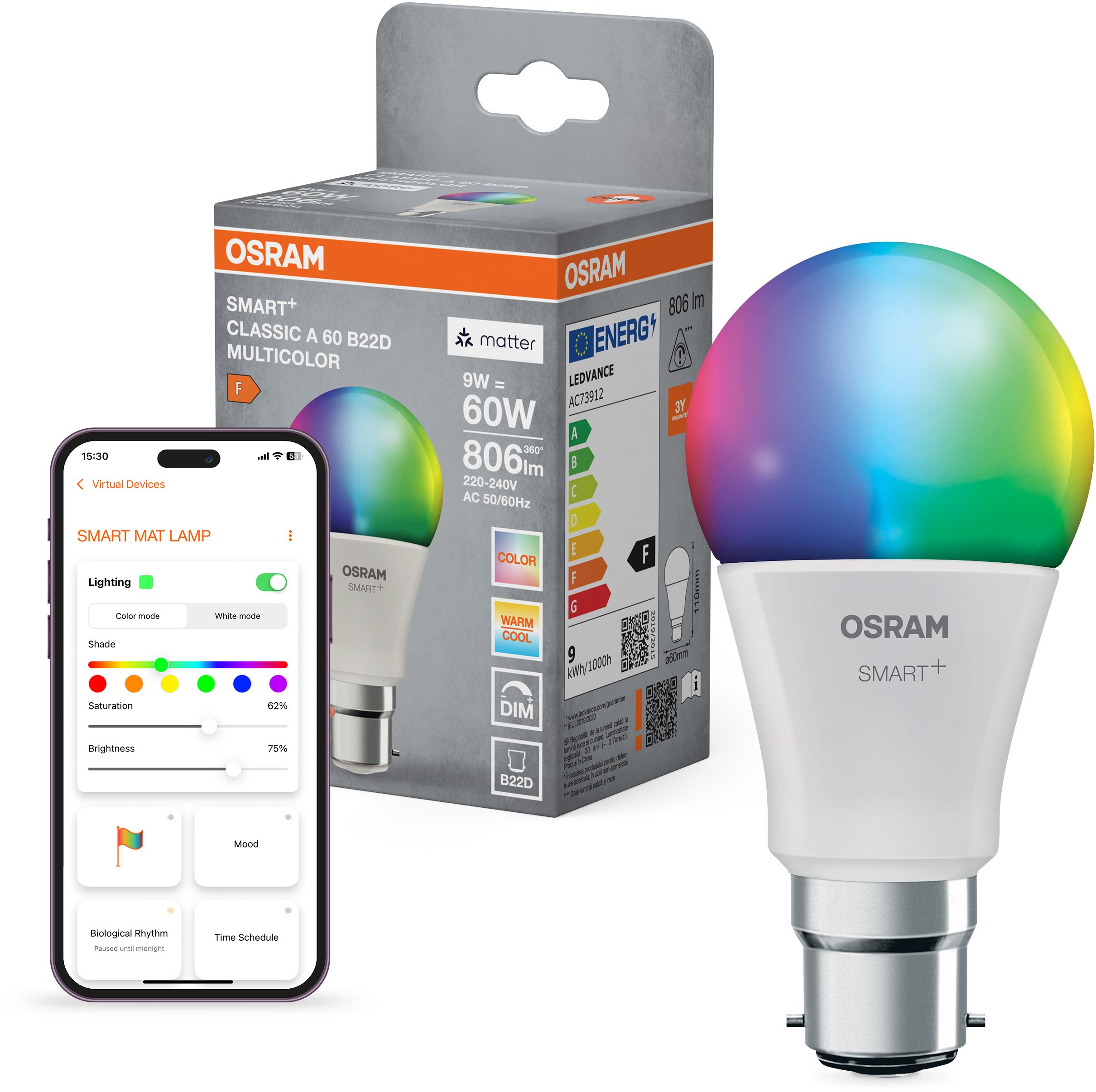 Osram SMART+ MATTER Multicolor Classic A60
