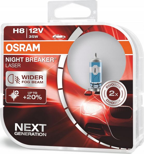 Osram Night Breaker Laser +150% 2 gen H8 12V 35W duobox auto spuldze Osram Night Breaker Laser +150% 2 gen H8 12V 35W duobox auto spuldze